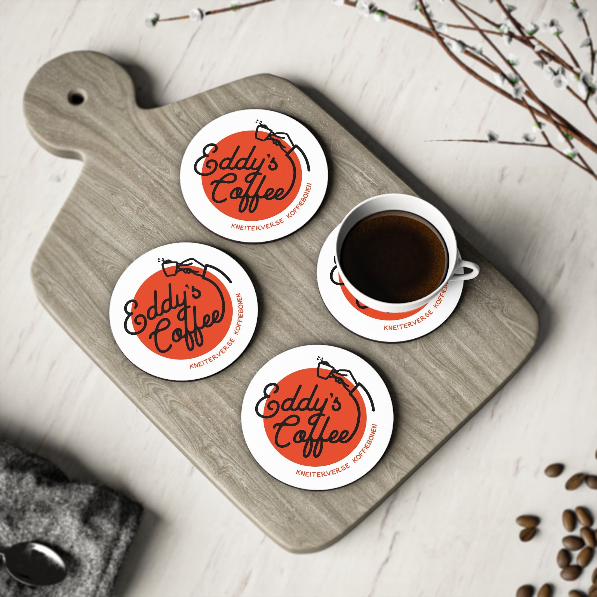 Eddy's Coffee Ceramic Drink Coasters — Set of 4