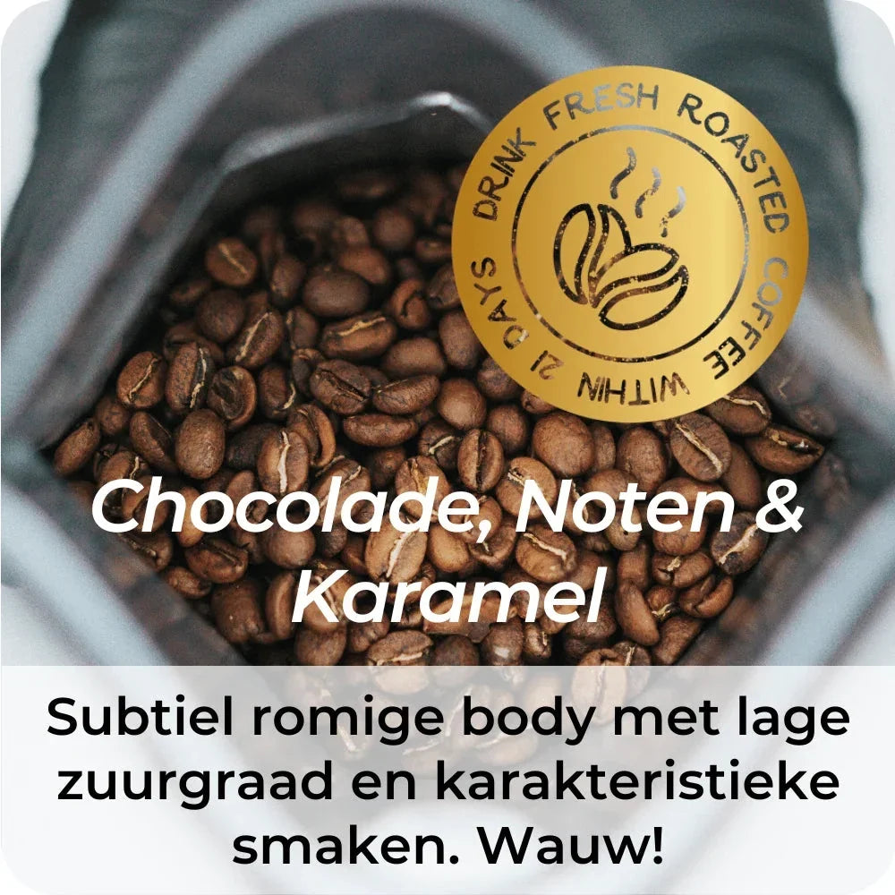 Brazilie Single Origin koffiebonen met smaakprofiel chocolade, noten en karamel