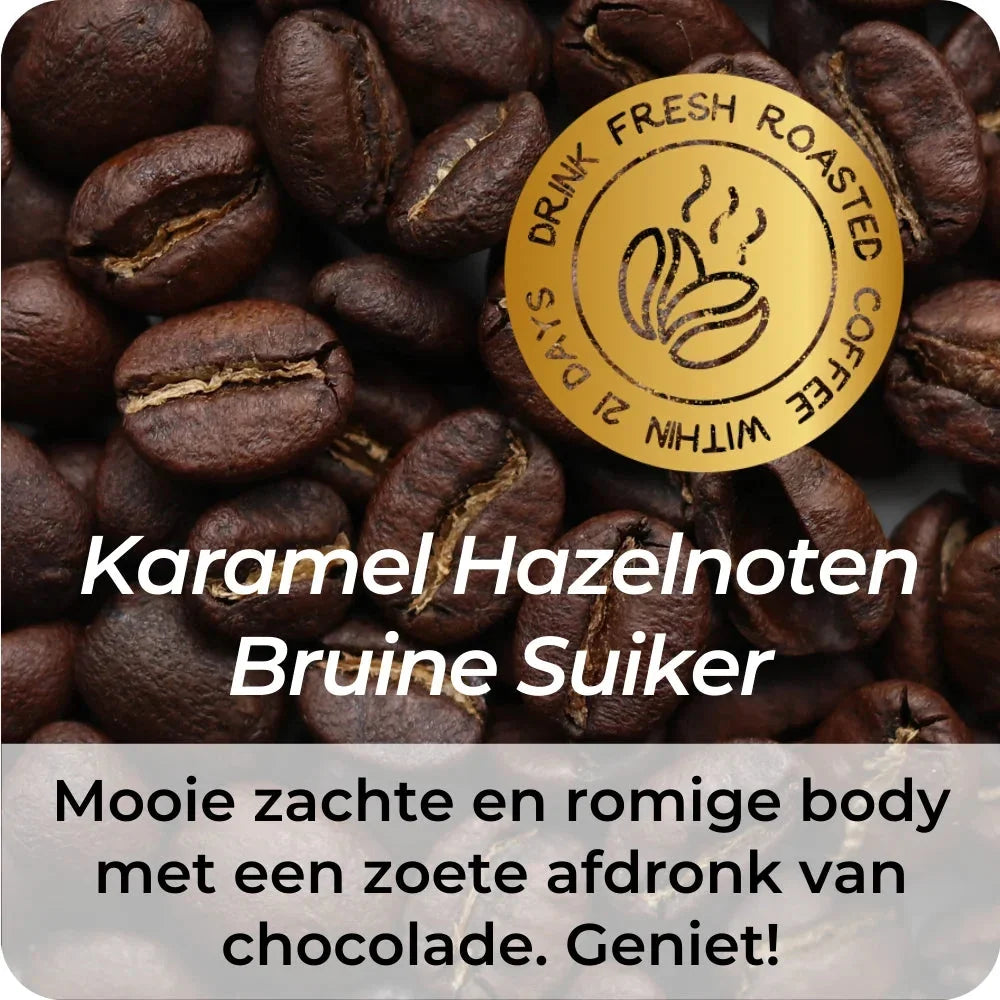 Colombia Single Origin koffiebonen met smaakprofiel karamel, hazelnoten en bruine suiker
