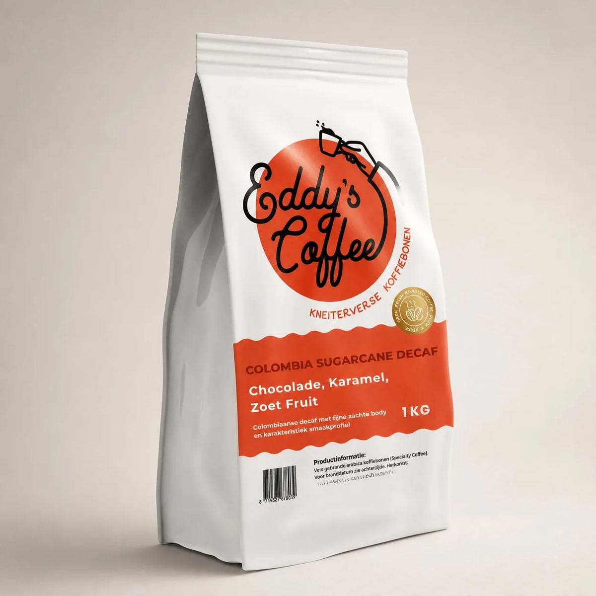 Colombia Sugarcane Decaf koffiebonen in stijlvolle koffieverpakking