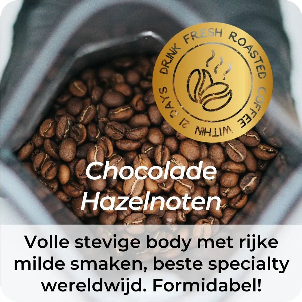 Colombia Supremo Arabica koffiebonen met smaakprofiel chocolade en hazelnoten
