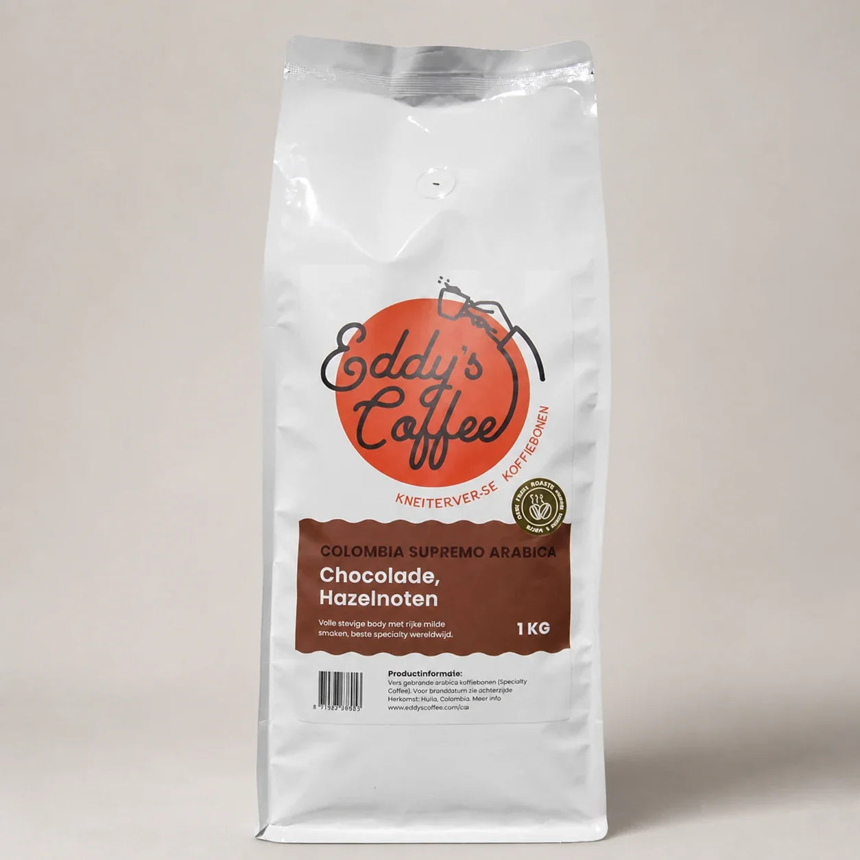 Colombia Supremo Arabica koffiebonen in stijlvolle koffieverpakking